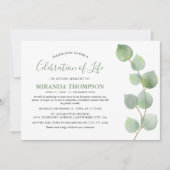シンプル水彩ユーカリお祝いの生活 招待状 (正面)