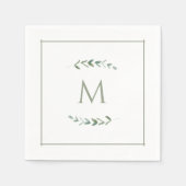 シンプル水彩ユーカリプスセージグリーン スタンダードカクテルナプキン (正面)