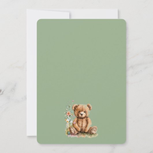 シンプル水彩リトルテディベア誕生日 招待状 (裏面)