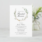 シンプル水彩リースブライダルシャワー招待状 セーブザデート (スタンド正面)