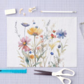 シンプル水彩ワイルドフラワーティッシュペーパー 薄葉紙 (クラフト)