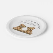 シンプル水彩乳母ベビーツインベイビーシャワー ペーパープレート (アングル)