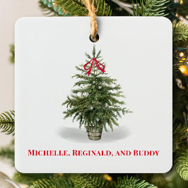 シンプル水彩写真クリスマスツリー セラミックオーナメント