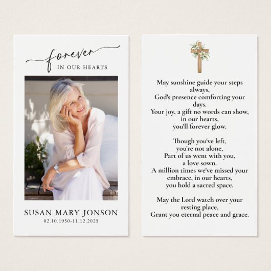 シンプル水彩写真記念祈りの言葉カード (正面&裏面)