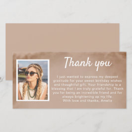 シンプル水彩写真誕生日 サンキューカード