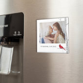 シンプル水彩冬レッド(鳥)ショウジョウコウカンチョウ樺の木ツリー マグネット