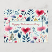シンプル水彩北欧フローラ及びハート シーズンポストカード (正面)