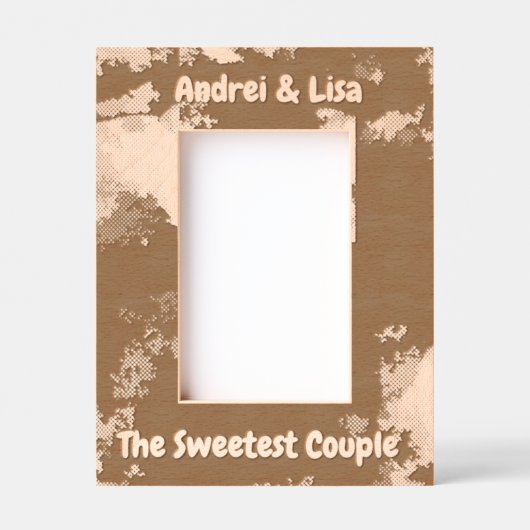 シンプル水彩夫婦バレンティンギフト木造 レーザー彫刻フレーム (正面)