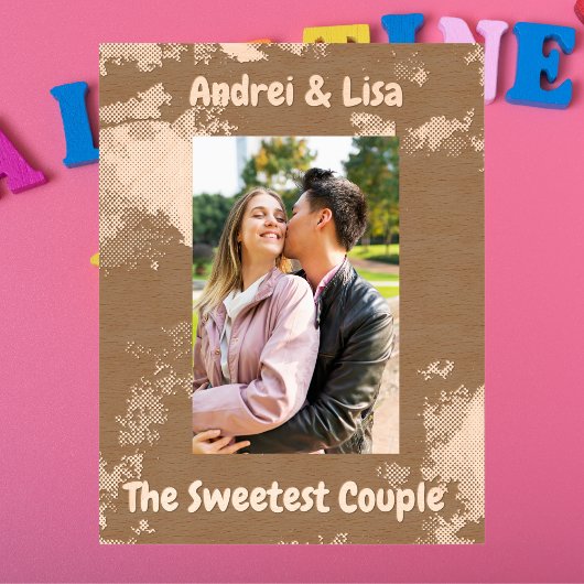 シンプル水彩夫婦バレンティンギフト木造 レーザー彫刻フレーム