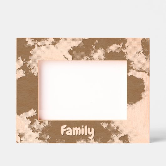 シンプル水彩家族のバレンティンギフト木製 レーザー彫刻フレーム (正面)