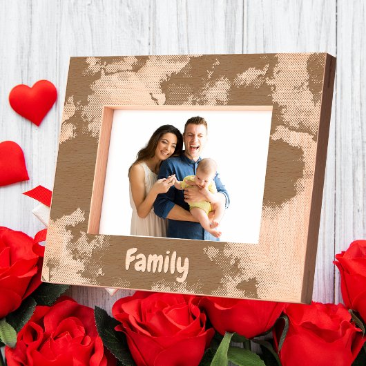 シンプル水彩家族のバレンティンギフト木製 レーザー彫刻フレーム