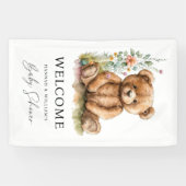 シンプル水彩小さなテディベア赤ちゃんシャワー私たち 横断幕 (横)