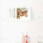 シンプル水彩小さなテディベア赤ちゃんシャワー私たち 横断幕 (インサイチュ)