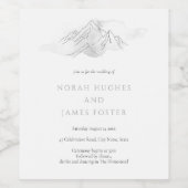 シンプル水彩山エレガント自然結婚ズ ワインラベル (シングルラベル)