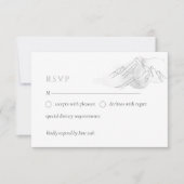 シンプル水彩山エレガント自然結婚ズ 出欠カード (正面)