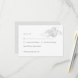 シンプル水彩山エレガント自然結婚ズ 出欠カード