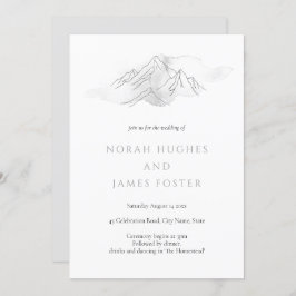 シンプル水彩山エレガント自然結婚ズ 招待状