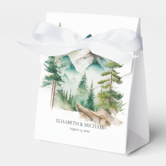 シンプル水彩山松結婚木 フェイバーボックス (正面サイド)