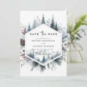 シンプル水彩山結婚の セーブザデート (スタンド正面)