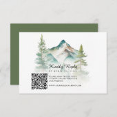 シンプル水彩山QRコード結婚 出欠カード (正面/裏面)