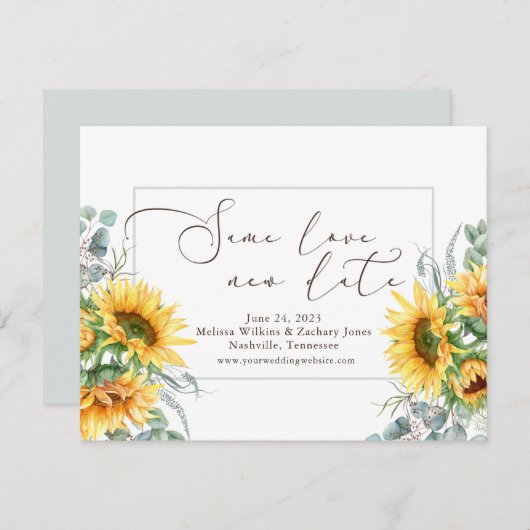 シンプル水彩日向花同愛新日 セーブザデート (正面/裏面)