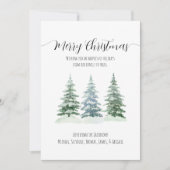 シンプル水彩松の木の写真をバック シーズンカード (正面)