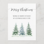 シンプル水彩松の木メリークリスマス シーズンポストカード (正面)