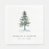 シンプル水彩松結婚の木 スタンダードランチョンナプキン (正面)