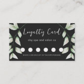 シンプル水彩植物学QRコードブラック ロイヤリティカード (正面)