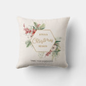 シンプル水彩植物家族名クリスマス クッション (裏面)