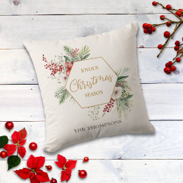 シンプル水彩植物家族名クリスマス クッション