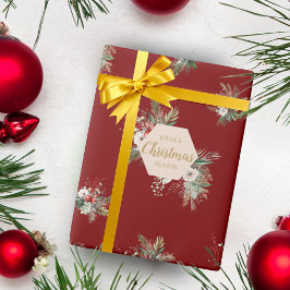 シンプル水彩植物性カスタム植物グリーティングレッド ラッピングペーパー