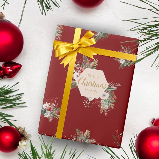 シンプル水彩植物性カスタム植物グリーティングレッド ラッピングペーパー