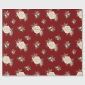シンプル水彩植物性カスタム植物グリーティングレッド ラッピングペーパー (フラット)