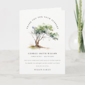 シンプル水彩植物樹悔やみや弔慰メモリアル サンキューカード (正面)