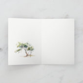 シンプル水彩植物樹悔やみや弔慰メモリアル サンキューカード (内部)