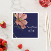 シンプル水彩海軍フローラ結婚ズ スタンダードカクテルナプキン (インサイチュ)