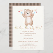シンプル水彩熊ベビーシャワー 招待状 (正面/裏面)
