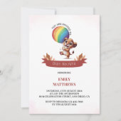 シンプル水彩獅子キューバルーンベビーシャワー 招待状 (正面)