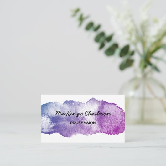 シンプル水彩画絵を描筆カラフル画 名刺 (スタンド正面)