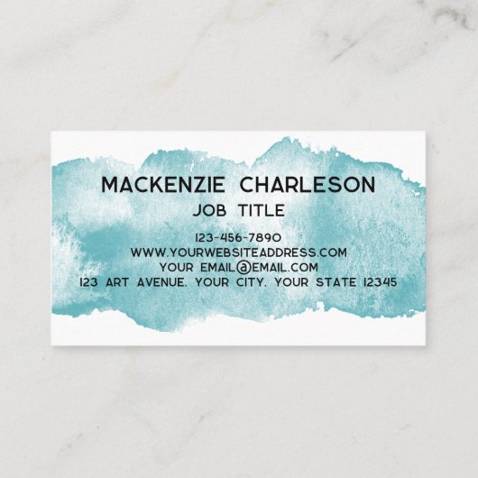 シンプル水彩画絵を描線ターコイズアクア 名刺 (裏面)