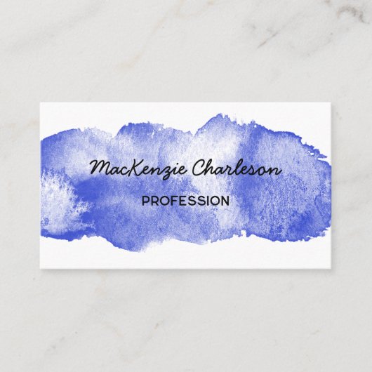 シンプル水彩画絵を描色青 名刺 (正面)