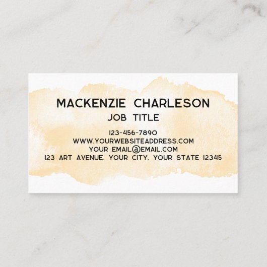 シンプル水彩画絵を描色黄 名刺 (裏面)