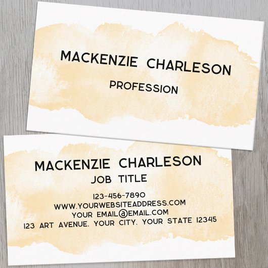 シンプル水彩画絵を描色黄 名刺