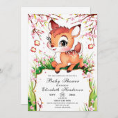 シンプル水彩画質乳児シャワー 招待状 (正面/裏面)