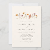 シンプル水彩秋ワイルドフラワー庭園の結婚式 招待状 (正面)