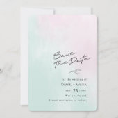 シンプル水彩結婚式の日付カードを保存 セーブザデート (正面)