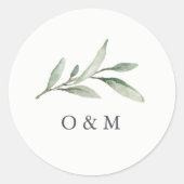 シンプル水彩緑のモノグラム ラウンドシール (正面)