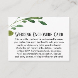 シンプル水彩緑のDIYカスタムウェディング エンクロージャーカード