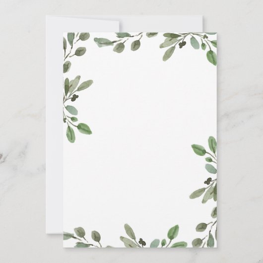 シンプル水彩緑化と金ゴールド写真バプテスマ サンキューカード (裏面)